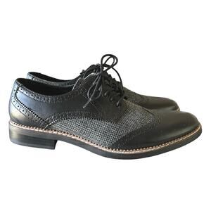 BAR III Men's Black Gray Wingtip Lace Up Dress Shoe Sz 11.5M Leather NEW